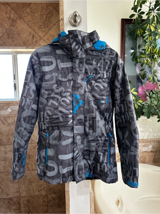 Quiksilver Other - Quicksilver Logo Blue Black Gray Ski & Snowboard Jacket Coat Youth XL Size 16